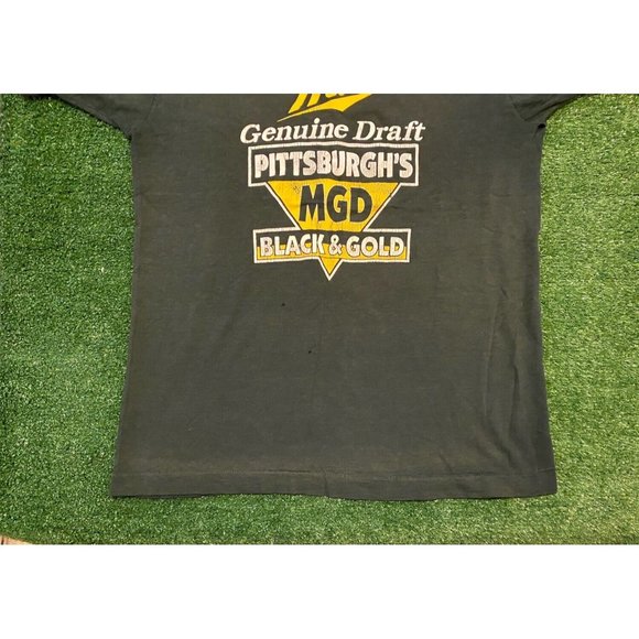 Vintage Miller Genuine Draft MGD Pittsburgh Black Gold Steelers t-shirt large - Picture 4 of 10